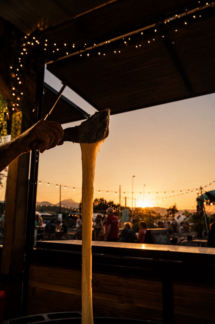 Aligot tiré au coucher du soleil